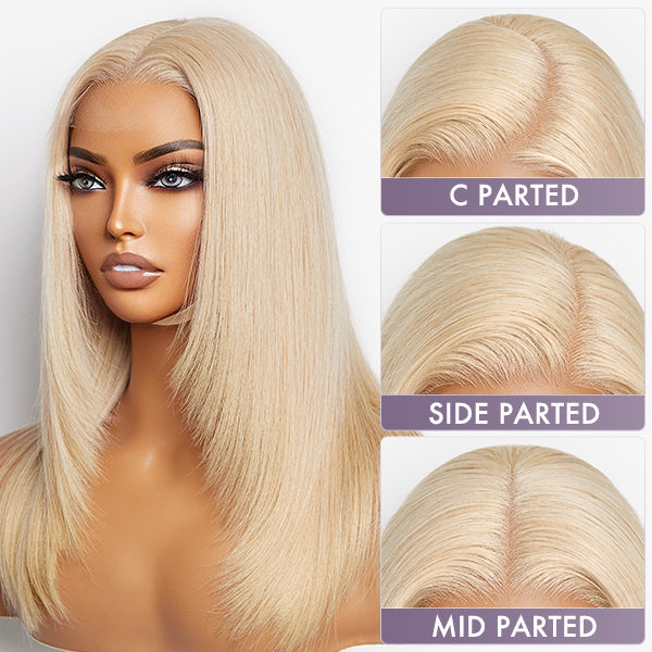 Limited Design | Blonde 613 Layered Cut Glueless 5x5 Closure Undetectable HD Lace Wig 100% Virgin Human Hair