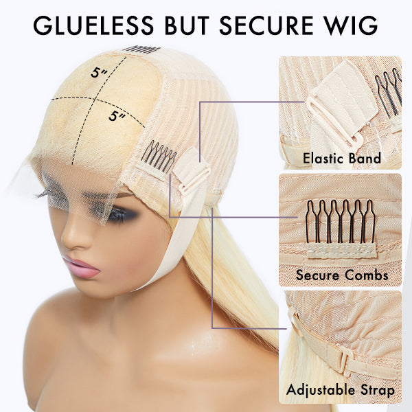 Limited Design | Blonde 613 Layered Cut Glueless 5x5 Closure Undetectable HD Lace Wig 100% Virgin Human Hair