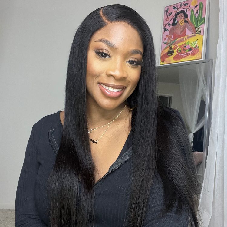 Classic Natural Black Silky Straight Glueless 13x4 Lace Front Wig Limited Sale