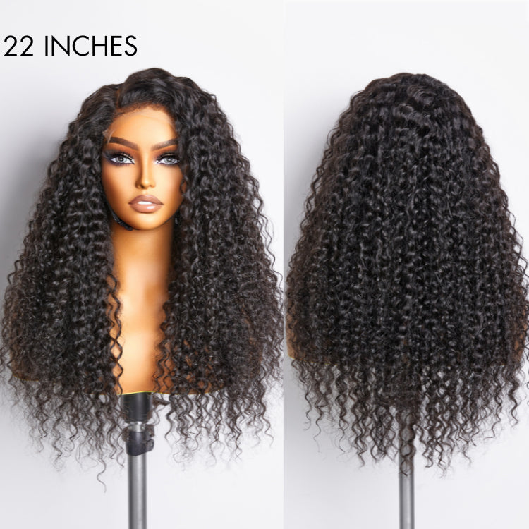 4C Edges | Kinky Edges Side Part Water Wave Glueless 5x5 Closure Undetectable HD Lace Wig