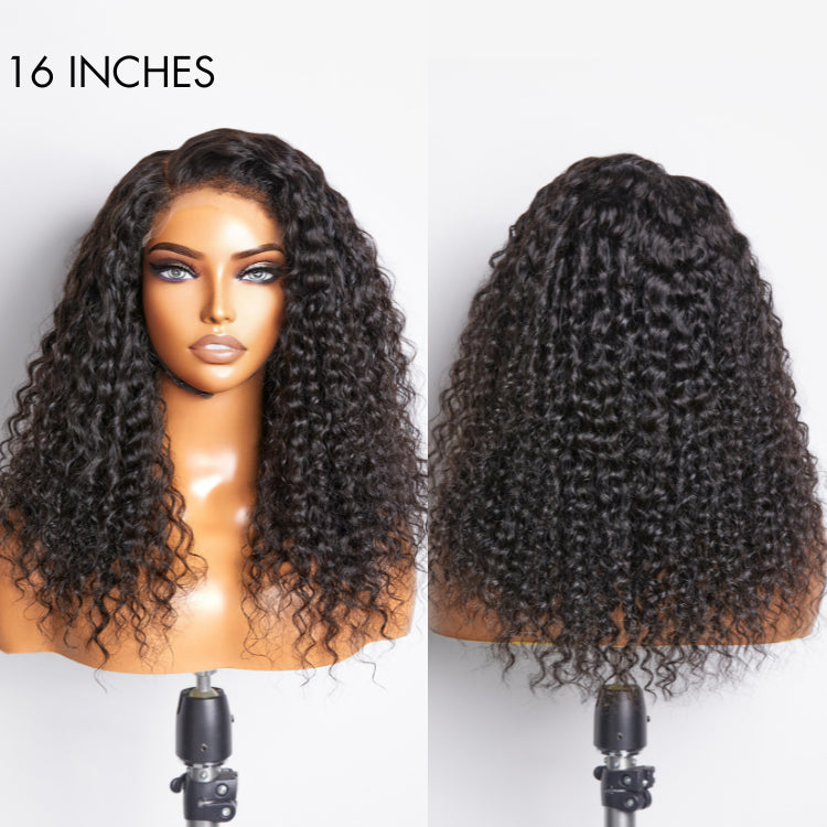 4C Edges | Kinky Edges Side Part Water Wave Glueless 5x5 Closure Undetectable HD Lace Wig