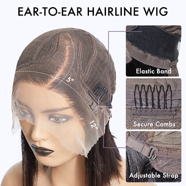 VIP Price | Ombre Blonde Highlight Silky Straight Glueless Ear-to-ear Lace Bob Wig 100% Human Hair