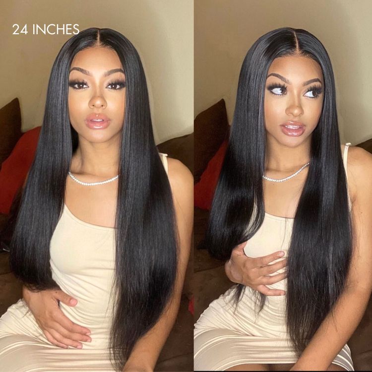 180% Density | Silky Straight Glueless 5x5 Closure Undetectable HD Lace Long Wig | Large & Small Cap Size