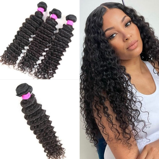 3 Pcs Deep Wave 100% Virgin Human Hair Bundles