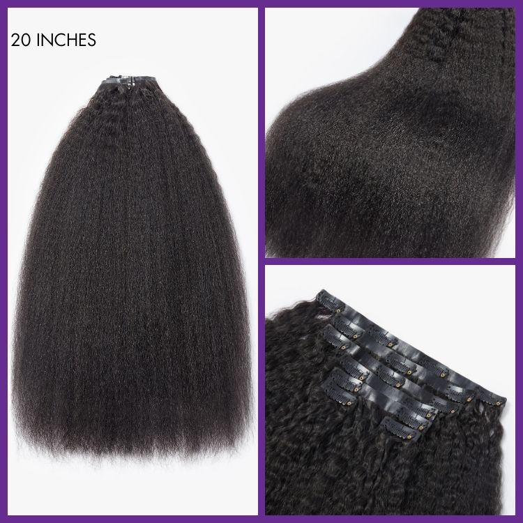 Full Hair Kinky Straight Clip in Human Hair Extensions Hair Pieces 135g 9pcs / 7pcs with Free Gift